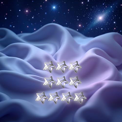 Jowxsx Silver Star Snap Hair Clips - 20PCS Hollow Pentagram Barrettes