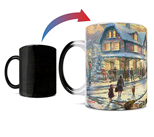 Color Changing Christmas Mug with Thomas Kinkade Train Design - 11 oz