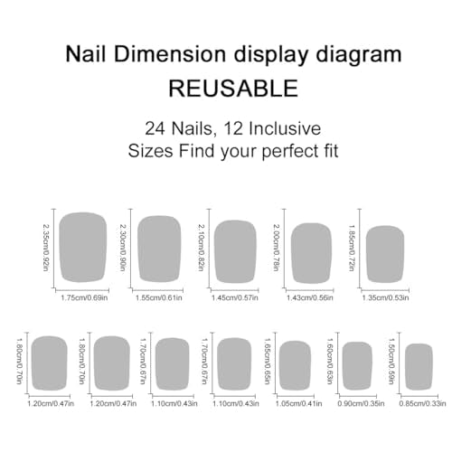 Valentine Press On Nails Medium Square French Tip Heart Fake Nails 24Pcs