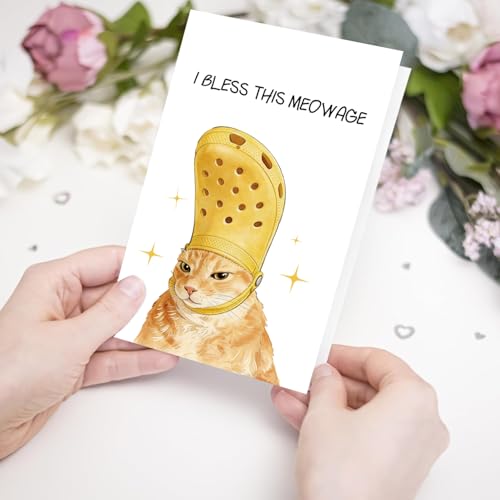 Funny Pope Cat Meme Wedding Card #2 - Humorous Engagement Card for Cat Lovers