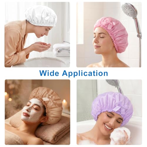 CHFONG Reusable Waterproof Shower Caps for Women, 4-Pack Large Bath Caps