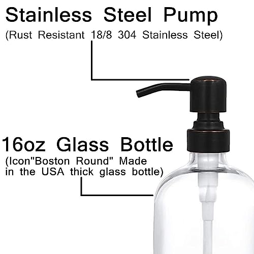 Clear Glass Soap Dispenser with Oil Rubbed Bronze Pump - 16oz