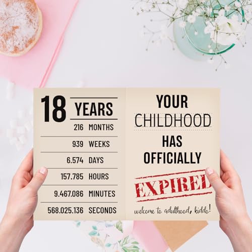 RUALOVE 18th Birthday Card for Girls & Boys - Funny Gift for Son, Daughter, Grandkids, Niece, Siblings | 2007 Born Celebration