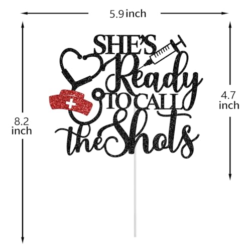 Nurse Graduation Cake Topper - Black and Red BSN RN Party Decor
