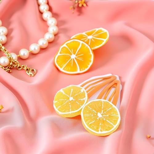 Orange Slice Snap Hair Clips 4-Piece Fruit Hair Barrettes for Women and Girls