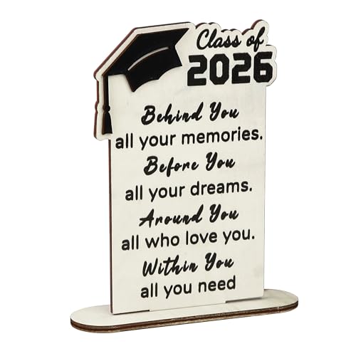 Inspirational Graduation Plaque 2026 - Wooden Desk Decor Gift