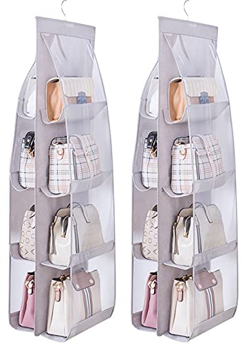 Hanging Purse Organizer Closet Storage with Clear PVC Pockets, 2 Pack
