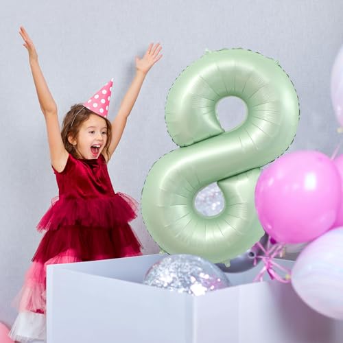 40 Inch Olive Green Number 8 Balloon - Foil Mylar Decoration
