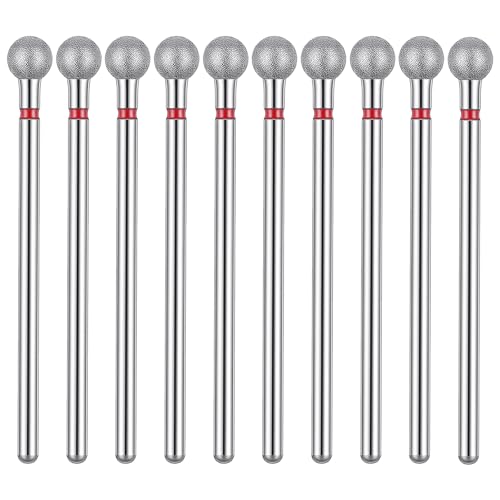 10-Pack Ball Cuticle Drill Bit 5mm Fine Grit 3/32" Diamond Nail Bits