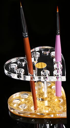 YOFAN Heart-Shaped Acrylic Makeup Brush Holder - 12-Slot Vanity Organizer