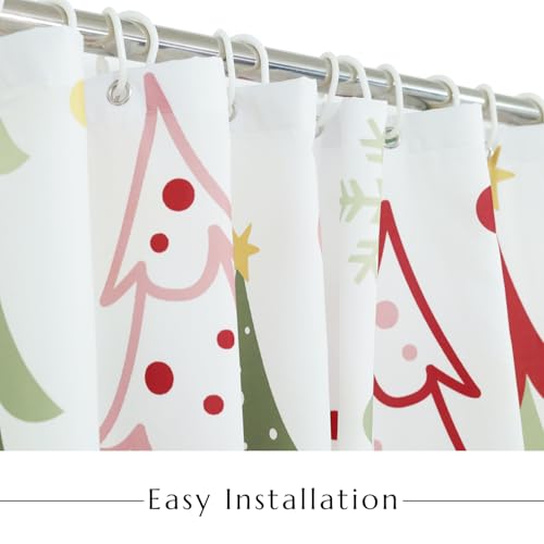 Merry Christmas Shower Curtain - Waterproof Holiday Decor 72"x72"