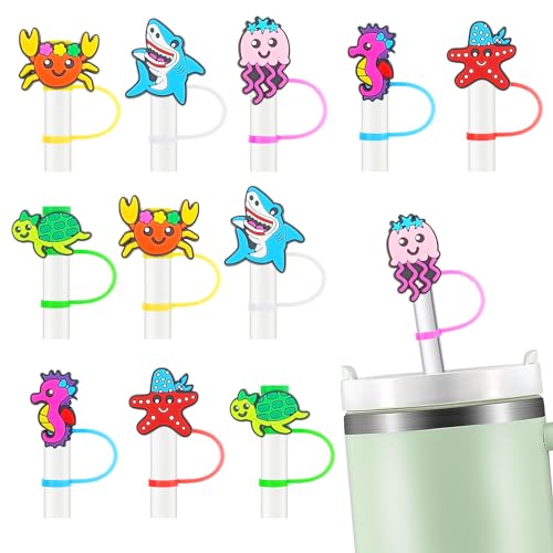 12PCS Under The Sea Silicone Straw Caps for 10mm Straws