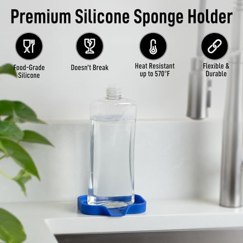 Zulay Kitchen Silicone Sponge Holder - Compact Sink Organizer Tray