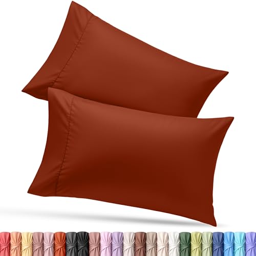 Queen Size Pillow Cases Set of 2 - Ultra Soft Microfiber Orange Covers
