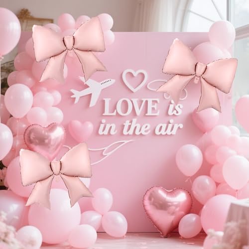 Large Bow Balloons Set - 2pcs 38.58x29.53in Pink Party Decor