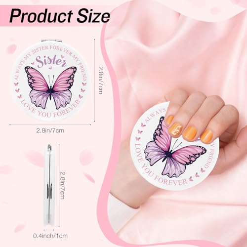 Sister Compact Mirror Butterfly Motivational Pocket Makeup Mirror