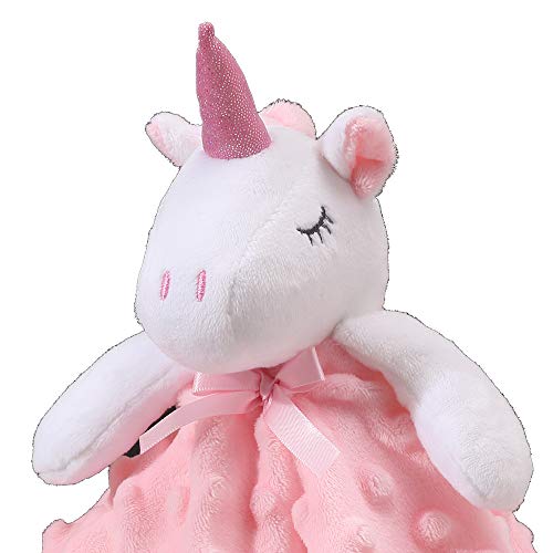 CREVENT Cozy Plush Baby Security Blanket - Pink Unicorn Lovey