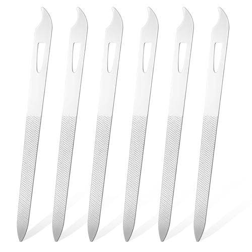ZEYIYER 6 PCS Stainless Steel Metal Nail Files with Cleaner Tips