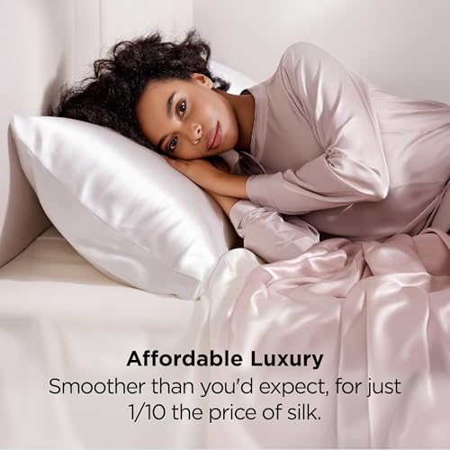 Bedsure Satin Pillowcases King Size, Pure White, Set of 2 (20" x 36")