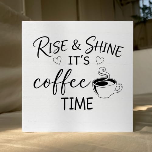 Rustic Farmhouse Coffee Bar Sign 5x5 Wood Box Plaque