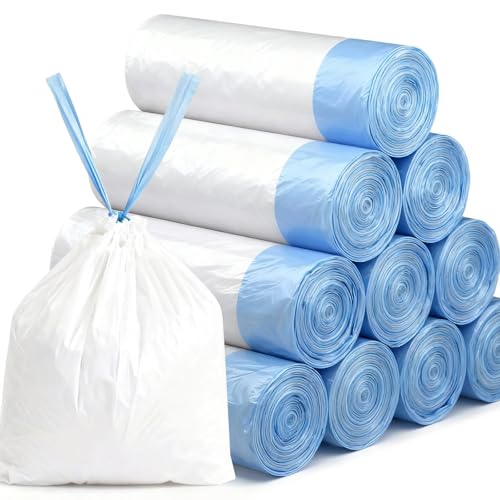 4 Gallon Drawstring Garbage Bags, Tear-Resistant Small Trash Liners (60 Count)