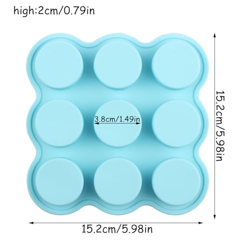 9 Cavity Cylinder Silicone Candy Mold for Chocolate and Ice Cubes, Blue