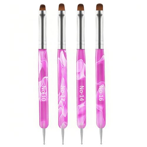 Gemsanva 4PCS Double-Ended Nail Art Brushes and Dotting Tools Set