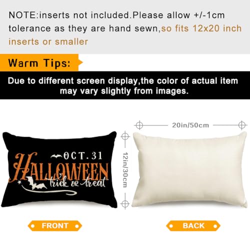 Halloween Trick or Treat Bat Lumbar Pillow Cover 12x20 Outdoor Decor