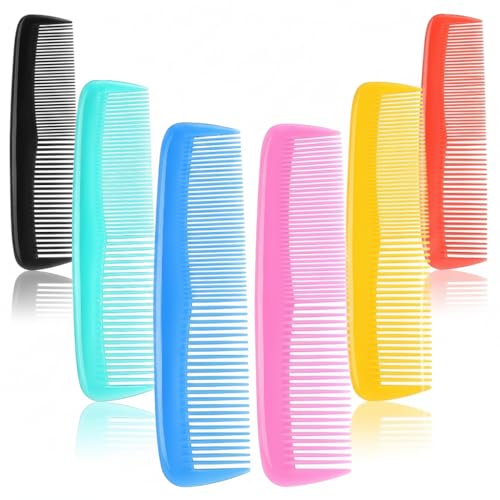 Bexter Unbreakable Hair Combs Set - 5 Inch Dual-Bristle Styling Combs, 6 Pack Assorted Colors