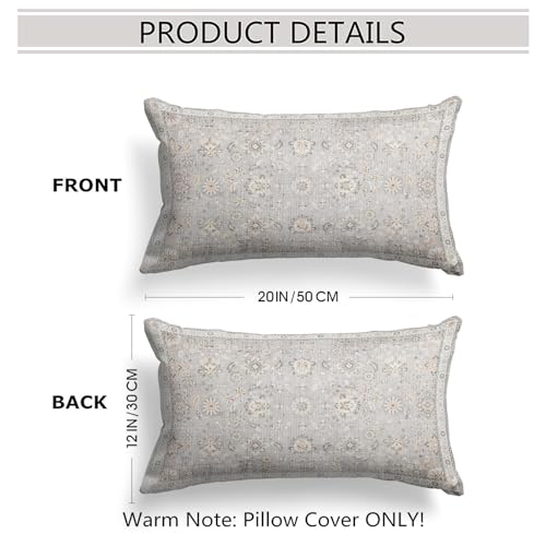 Snycler Boho Throw Pillow Covers 12x20 inch Set of 2 - Grey