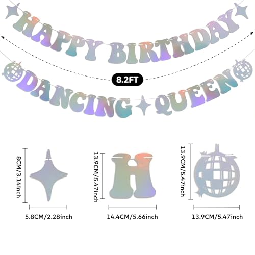 Holographic Dancing Queen Birthday Banner - Disco Party Decorations