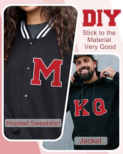 5PCS 4.5" Varsity Letter Patches Red Chenille Iron On Letters Patch