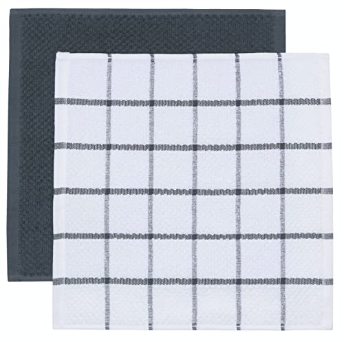 8-Pack Cotton Dish Cloths, 12x12 Inch Absorbent Kitchen Rags - Grey