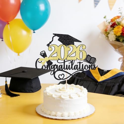 2026 Graduation Cake Topper - Congrats Grad Party Decor