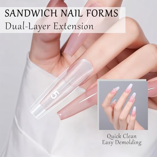 JJUNW 240 PCS Sandwich Dual Nail Forms Trapezoid Reusable Extension Kit