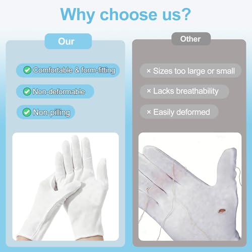 12-Pack White Cotton Gloves for Dry Hands, Eczema Care & Sleeping
