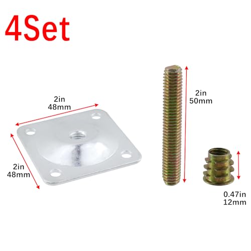 Geesatis 2x2 Inch Leg Mounting Plates - 4 Durable Metal Attachments