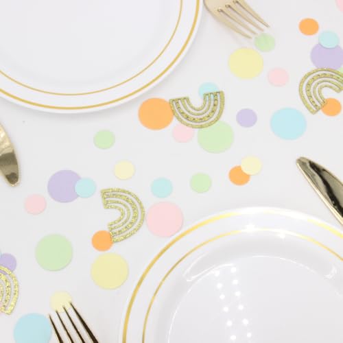 Rainbow Confetti Decorations - 240 PCS Pastel Party Decor