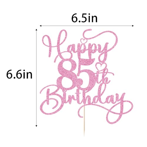 Pink Glitter 85th Birthday Cake Topper - Pre-Assembled Party Decor