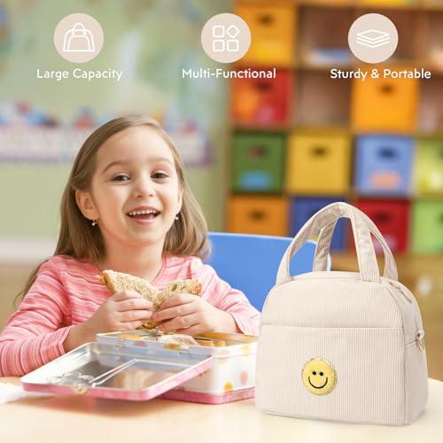 Kids Lunch Bag Lunch Box for Teen Girl & Boy - Beige/Off White