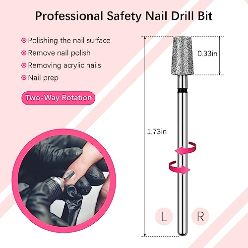 Rolybag Tapered Barrel Cuticle Nail Drill Bits - Coarse Diamond 3/32"