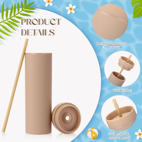 16 oz Coffee Color Skinny Tumblers Bulk with Lid & Straw - Variation of THIS listing 16