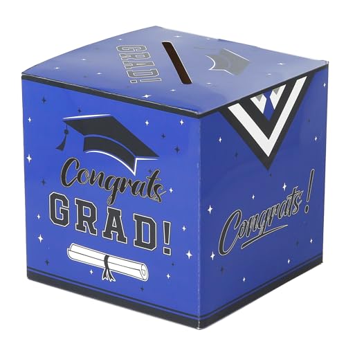 Slergut Blue Graduation Card Box 2026 - Foldable 9x9 Inch Party Gift Money Holder