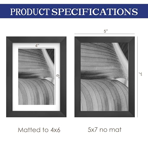 An&He 5x7 Black Picture Frame - Minimalist Tabletop & Wall Display