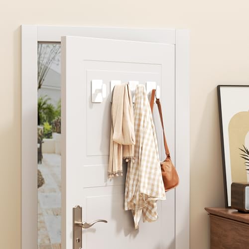 pickpiff Adhesive Towel Hooks - 20LB Strong Hanger, White (4 Pack)