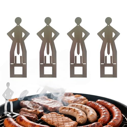 Zorythm 4-Piece Funny Hot Dog Holder and Sausage Stand - Portable Stainless Steel Grill Rack for Camping and Barbecue