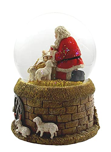 Santa and Baby Water Globe - Handcrafted Musical Christmas Decor 6 Inches