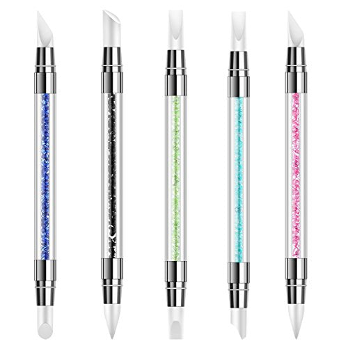 5 Pcs Silicone Nail Art Brushes Dual Tipped Carving Pens