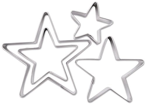 Nesting Metal Cookie Cutter Set - Star Shapes, 4 Sizes for Baking & Holiday Crafts