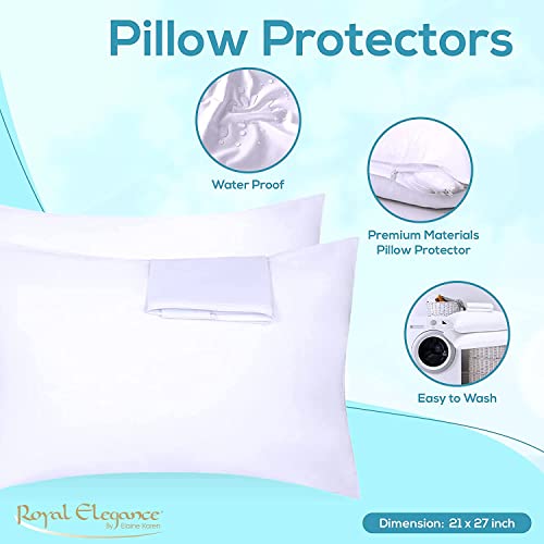 Elaine Karen Waterproof Pillow Protectors 2-Pack - Zippered Vinyl Encasement Covers
